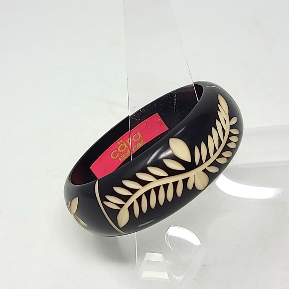 Cara New York Black engraved bangle bracelet